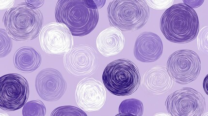 Swirled circular patterns on light purple background