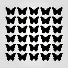 Obraz premium icon set of black butterfly silhouettes. vector illustration
