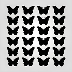 Fototapeta premium icon set of black butterfly silhouettes. vector illustration