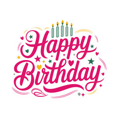 Happy Birthday Typography Lettering Design.