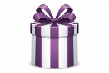Obraz premium A cylindrical gift box with purple stripes and a matching bow perfect for any occasion.
