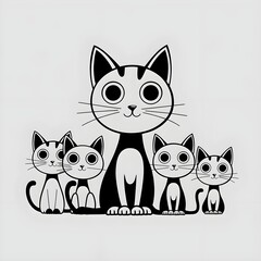 Obraz premium Minimal art illustration of adorable cats 