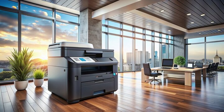 High-Resolution 3D Render: Modern Office Multifunction Printer,  MFP Device, Productivity Technology, Business Equipment, Printing Solution
