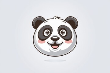 Fototapeta premium Adorable cartoon panda face with big eyes and a cheerful smile.