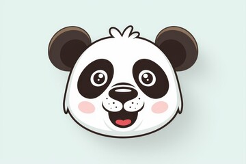 Obraz premium Adorable cartoon panda face with big eyes and a cheerful smile.
