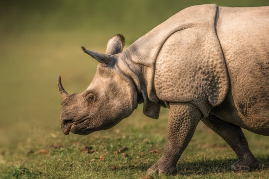 rhino in the grass from Manas National Park