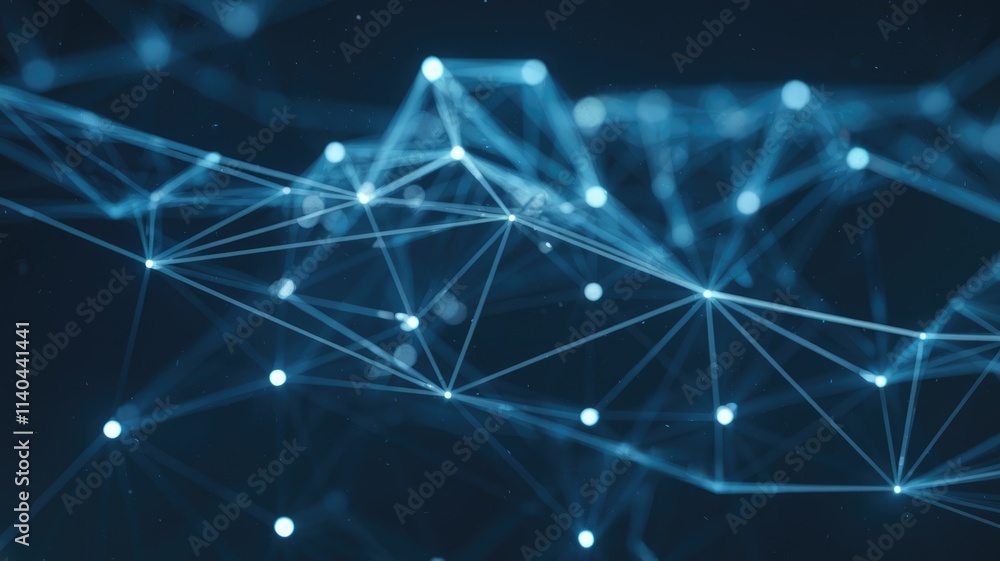 Poster Complex web of glowing digital nodes and lines.