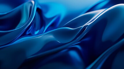 Fototapeta premium Glossy Blue Satin Fabric with Elegant Waves and Soft Texture