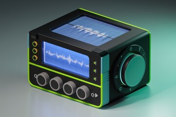 Obraz premium Compact futuristic audio device for audio processing and analysis.