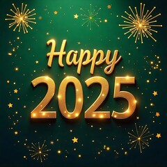 Realistic Happy New Year 2025 Wallpaper
