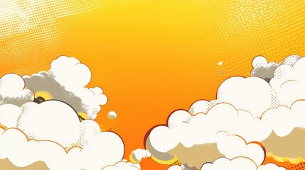 Comic Book Style Clouds on an Orange Background