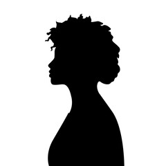 Black woman vector. Black woman silhouette.