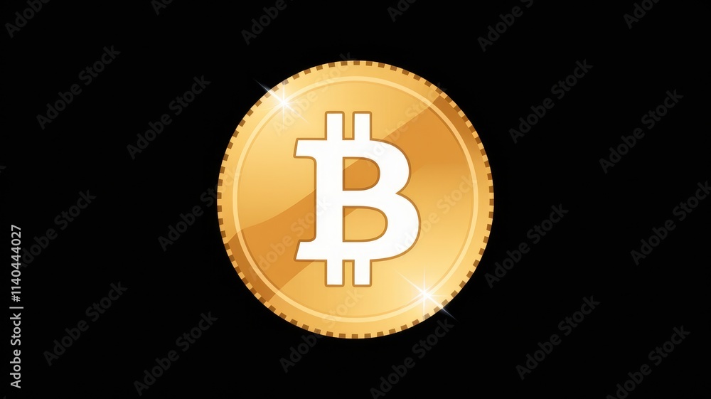 Poster a gold bitcoin coin with a white 'b' symbol on a transparent background.