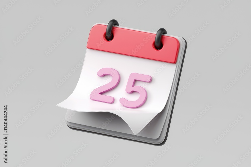 Poster A 3D rendered image of a calendar showing the 25th of the month.