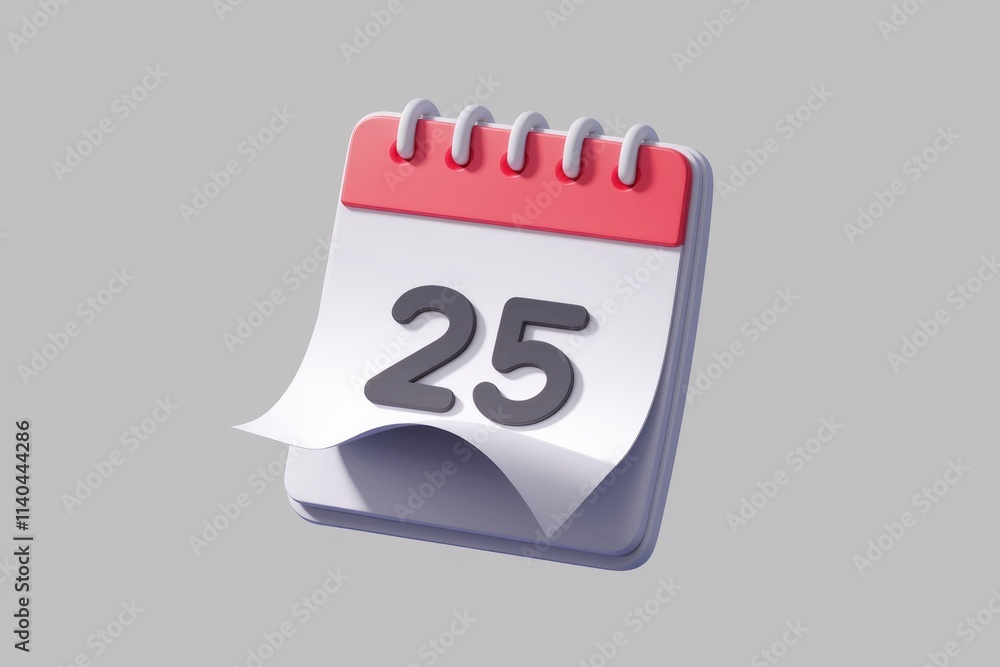 Poster A 3D rendered image of a calendar showing the 25th of the month.