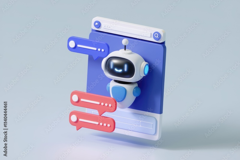 Aufkleber Friendly chatbot on a webpage providing customer support and answering questions.