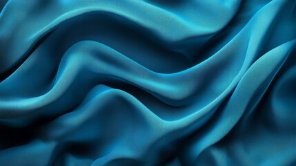 Fototapeta premium Textured Blue Satin Fabric with Soft Waves and Elegant Drapery
