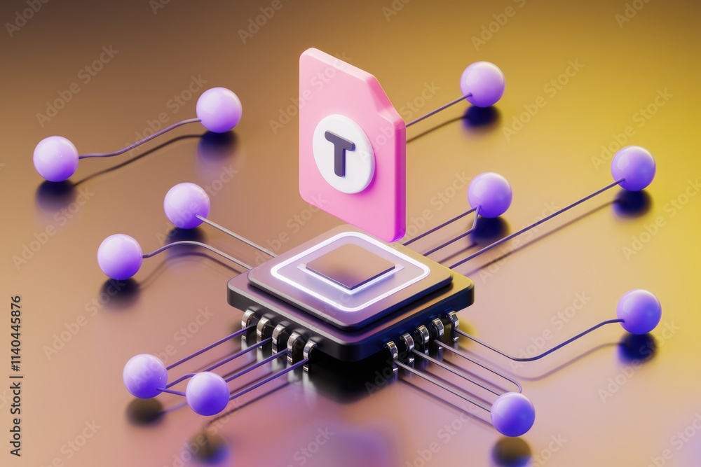 Poster Data processing unit with interconnected nodes  showcasing efficient data flow and transfer.
