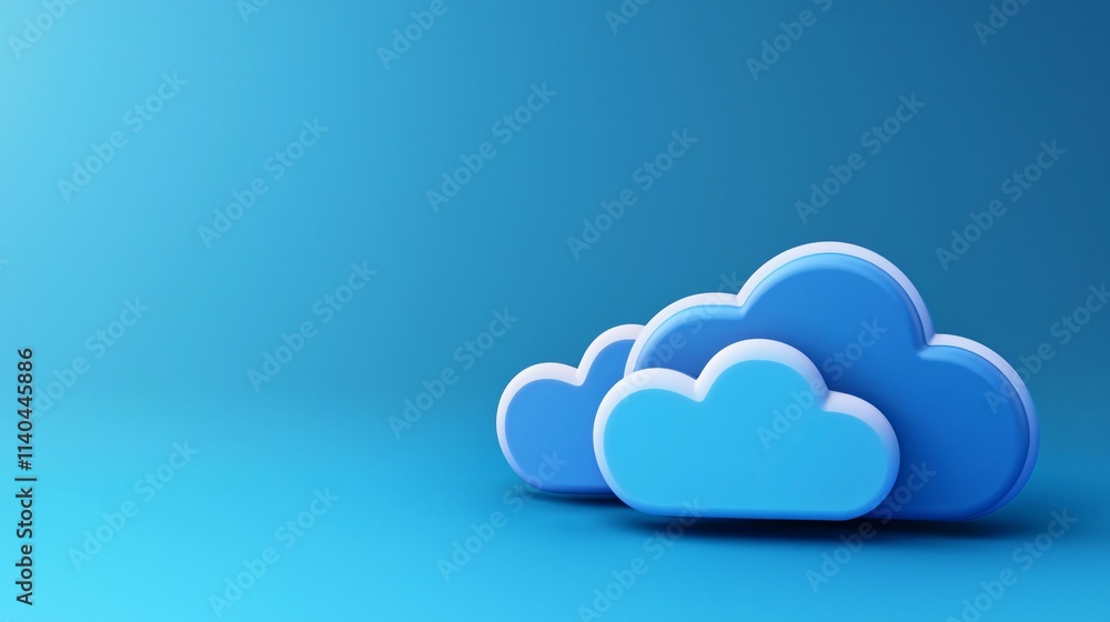 Poster cybersecurity framework concept. blue clouds on a gradient background create a serene and modern loo