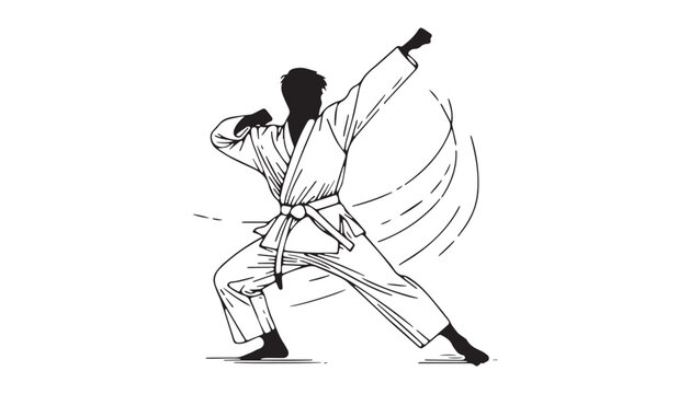 recommend clip art: Continuous one single minimal line drawing martial art 
                    