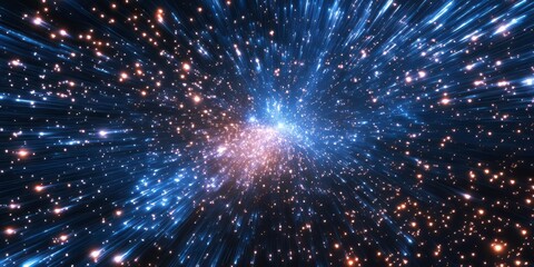 Cosmic ray visualizations showcasing vibrant textures and dynamic patterns across the universe