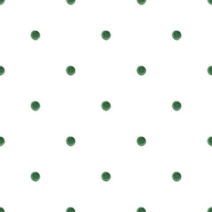 Abstract background of small green polka dots. Watercolor peas. Seamless pattern for your design