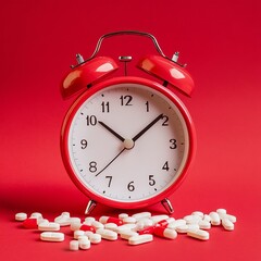 Daily pills, red clock.