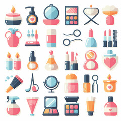 beauty salon icons set flat vector illustration 