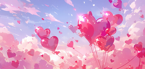 cute kawaii anime cartoon valentine background month of love