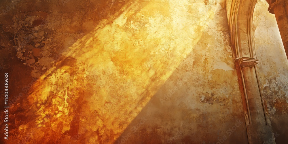 Poster fresco wall textures illuminated by sunlight in an ancient chapel setting