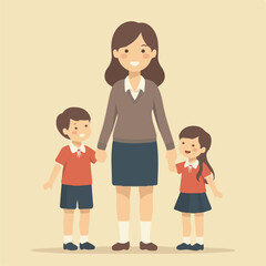 kids going school illustration vector design, Children getting ready for school vector design