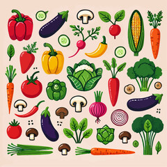 set of vegetables