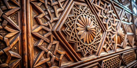 Intricate Arabic Wood Carving: Documentary Photography of Islamic Geometric Patterns