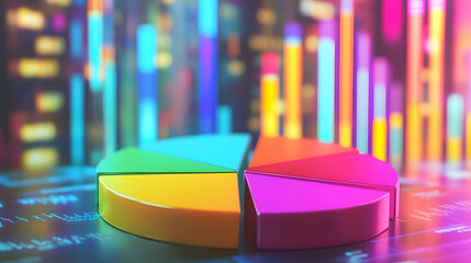 Fototapeta premium Visually Striking Abstract Financial Data Visualization with a Bold Pie Chart and Soft Blurred Background for Comprehensive Analysis