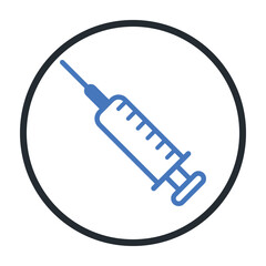 Syringe and Vaccine Icon for Immunization and Medical Applications