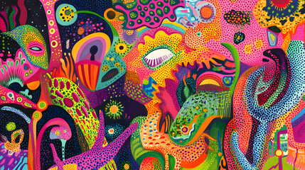 A Colorful Exploration of Energetic Flow and Abstract Patterns, Showcasing a Dynamic Interaction between Light and Color