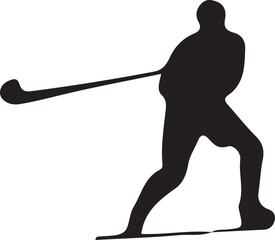 Man with Hockey Stick Vector Illustration