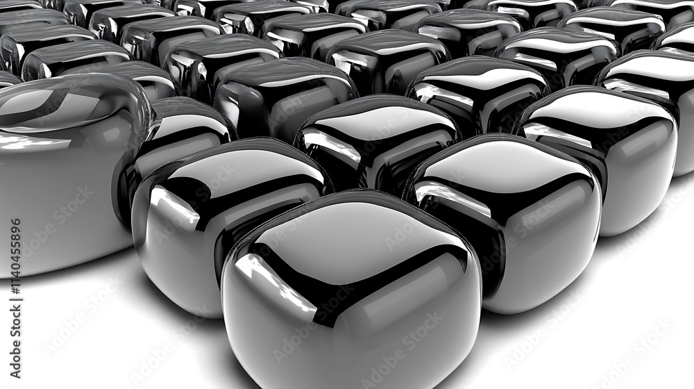 Poster abstract background of many shiny black cubes.