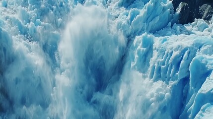 Glacier Calving in Patagonia: A Breathtaking Aerial Shot. AI Generated