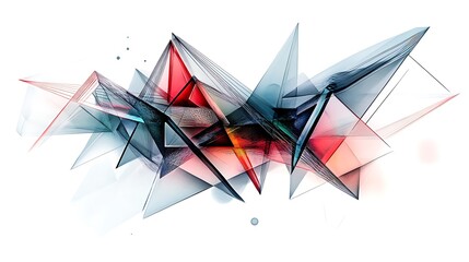 Dynamic abstract geometric 3D render, crystalline style, on white. AI Generated
