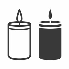 Candle line art drawing icon vector illustration