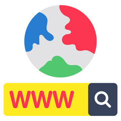 Flat design icon of web browser, www vector