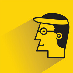 male face avatar with shadow on yellow background