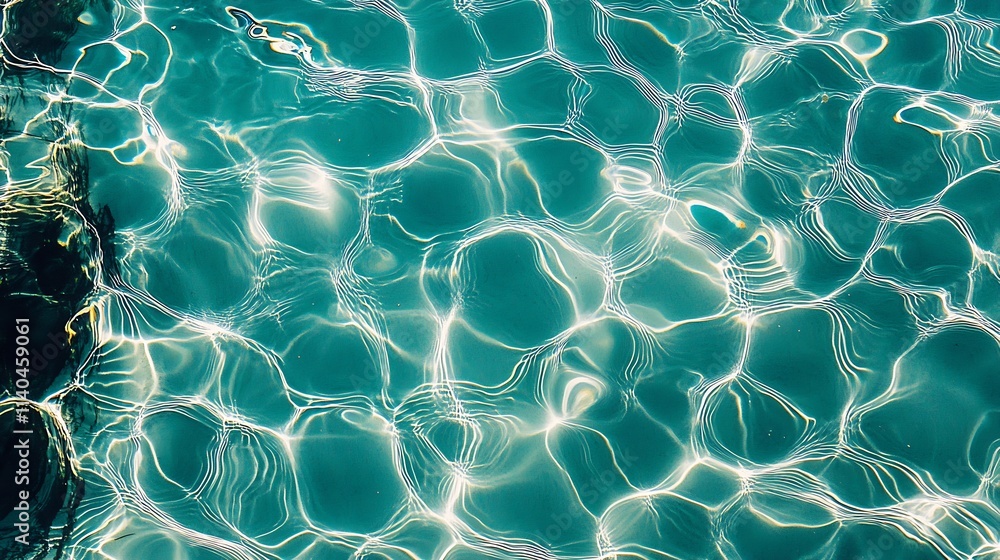 Poster Sunlit Rippled Water Surface Pattern Abstract Background in Turquoise Hues : Generative AI
