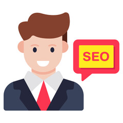 An editable design icon of seo chatting
