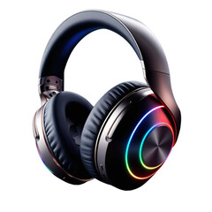 Modern wireless headphones with colorful LED lighting, showcasing sleek design and advanced audio technology, perfect for music enthusiasts.