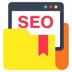 Conceptual flat design icon of Seo folder
