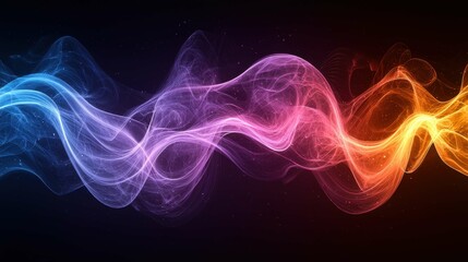 This image features flowing waves of vibrant colors, including blue, pink, purple, and orange, creating a dynamic and fluid abstract design.