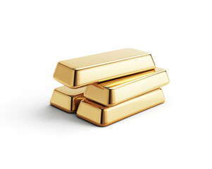 Gold bars stacked neatly on a white surface representing wealth and financial security