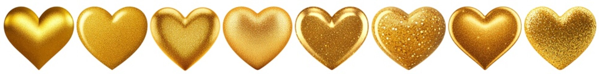 Golden hearts, gold 3d heart png clipart transparent